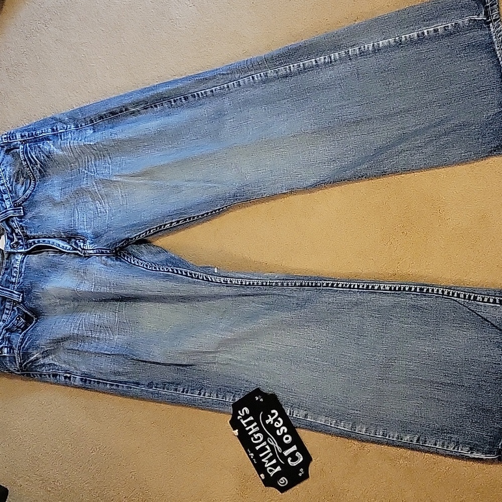 Urban Pipeline Relaxed Bootcut Jeans Distressed 36x30